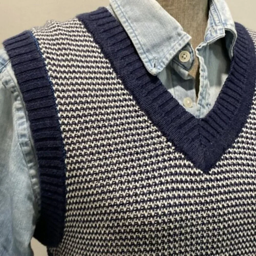 TRONATA Blue Knit Sweater Vest - Picture 6 of 15